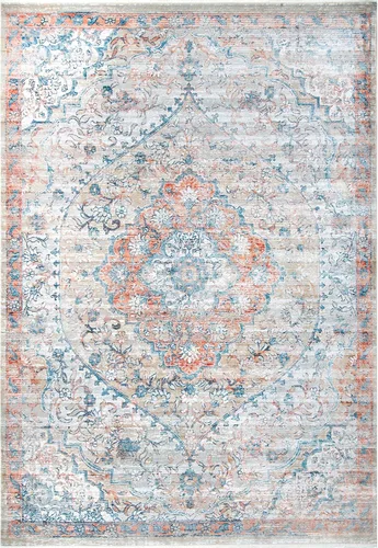 Miniatura 2 de nuLOOM Maxine - Alfombra de área con medallón floral, 4 x 6, óxido