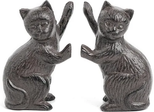 Sungmor Sujetalibros decorativos de hierro fundido con diseño de gato, extremo de libro de animales para estantes, decoración vintage de oficina en