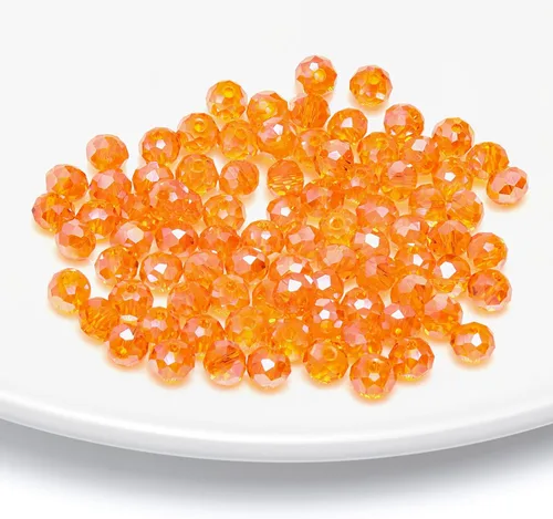 Miniatura 44 de 786 cuentas de cristal de 4 tamaños, cuentas de cristal Rondelle facetadas, cuentas de cristal Briolette, cuentas espaciadoras para pulseras, Ámbar