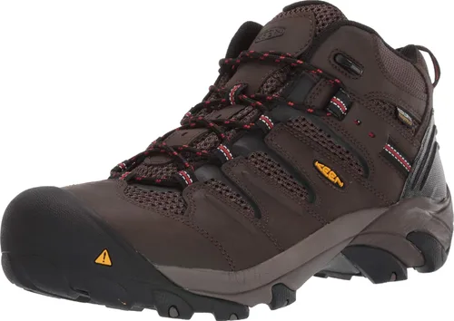 Botas de trabajo impermeables con puntera de acero de altura media Lansing Mid para hombre, de KEEN Utility marrón (Cascade Brown/Brindle)
