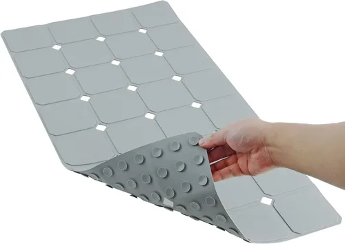 Miniatura 7 de Tapete de bañera antideslizante de silicona plegable de 15 x 28 pulgadas con ventosas fuertes y grandes agujeros de drenaje, duradero y ecológico