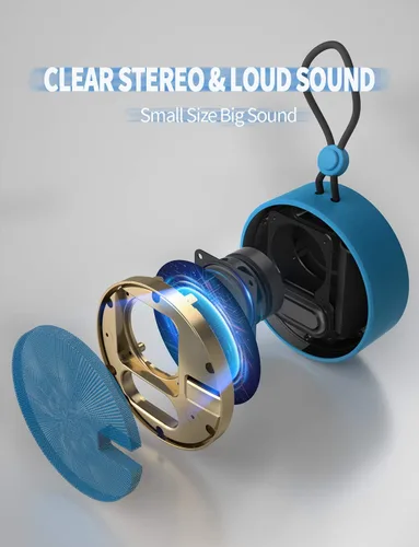 Miniatura 6 de INSMY C12 IPX7 Altavoz de ducha impermeable con Bluetooth, altavoz portátil pequeño, altavoces Bluetooth inalámbricos con sonido claro y fuerte
