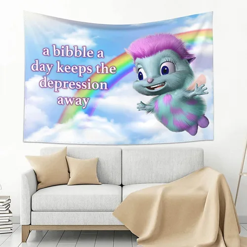 Miniatura 7 de FENDROM Bibble Meme Tapiz Bibble Happiness Novedad Colgante de Pared, Manta Decorativa Divertida Habitación Universitaria Hostal Decoración