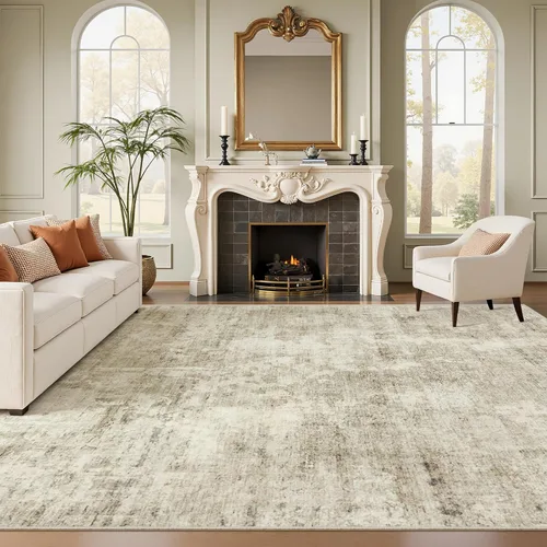 Miniatura 158 de Alfombra de pasillo Soalmost 2'6" x 10' lavable, alfombra antideslizante para cocina, baño, lavandería, alfombras vintage ultra delgadas para Beige