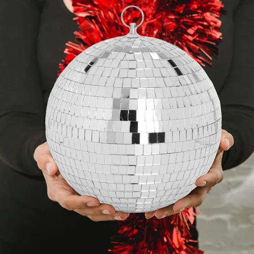 Miniatura 5 de DJBoomy Bola de discoteca de espejo colgante de 8 pulgadas: bolas de discoteca plateadas, bola de espejo con anillo colgante para decoración