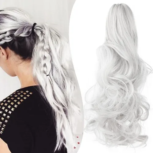 Miniatura 13 de Extensión de cola de caballo con clip de garra, extensiones de cabello ondulado de 18 pulgadas, cola de caballo larga para mujer, extensiones