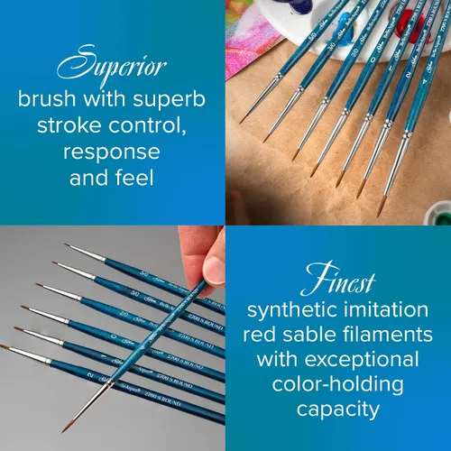 Miniatura 4 de Silver Brush Limited BA-2753S BelleAqua - Juego de pinceles redondos básicos para acuarela, 3 piezas, mango corto profesional, juego de pinceles Set