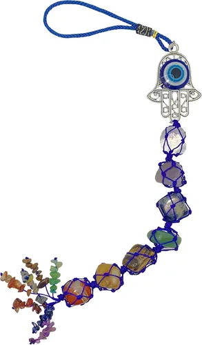 Miniatura 11 de LUCKBOOSTIUM Llavero de elefante y 7 chakras colgantes con borlas y piedras preciosas contra el mal de ojo – Llavero contra el mal de ojo