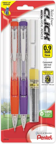 Miniatura 7 de Lápiz automático Pentel Twist Erase Click con 2 borradores de repuesto y minas, 0.01 pulgadas, barriles surtidos, Variados