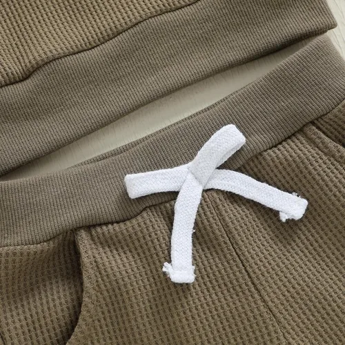 Miniatura 14 de Kuriozud Conjunto de 2 piezas de sudadera con cuello redondo y pantalones deportivos para niños pequeños para otoño e invierno