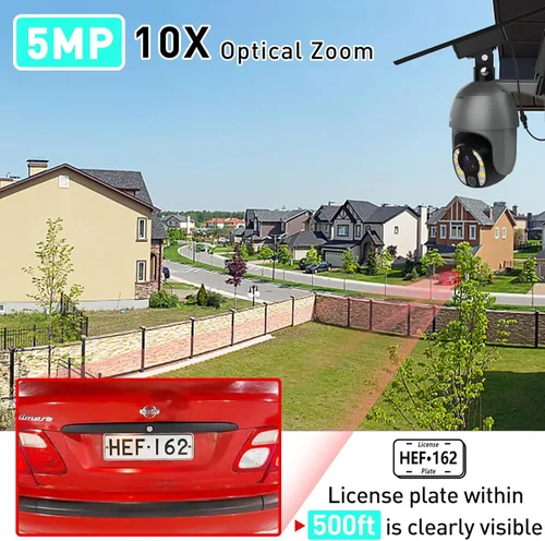 Miniatura 2 de SOLIOM Cámara de seguridad de 5 MP para exteriores con zoom óptico de 10X, cámaras de seguridad celular 4G LTE para seguridad del hogar con batería