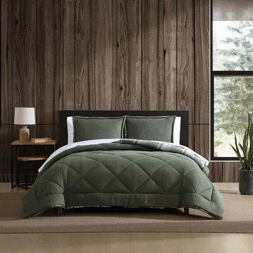 Miniatura 26 de Eddie Bauer - Juego de edredón Queen, ropa de cama reversible a cuadros, elegante y cálida decoración del hogar (gris normandía, Queen)