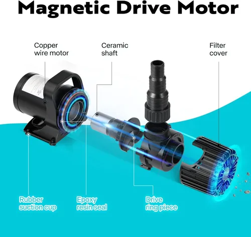 Miniatura 6 de VIVOHOME - Bomba de agua sumergible de 100W 1600GPH con boquilla ajustable sin costuras de 180° y bolsa de barrera para estanques de peces, cascadas