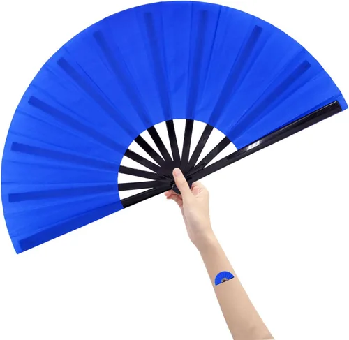 Abanico grande plegable, abanico chino/japonés plegable, de mano, en nailon, para mujer, para regalo, para manualidades, abanico plegable para danza