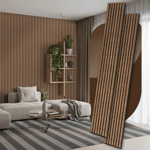 Miniatura 14 de RITOLLO Paneles de madera para pared de 4.92 x 7.68 pulgadas, paneles acústicos para decoración de pared interior, panel de absorción de sonido