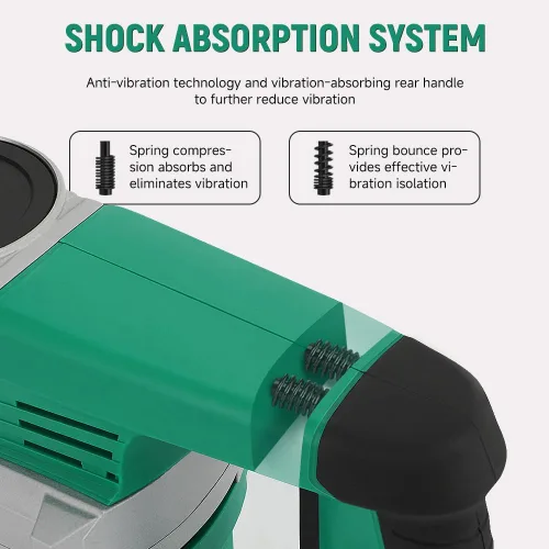 Miniatura 5 de Hoteche - Martillo neumático de demolición eléctrico de 1500W, rompedor de hormigón SDS-MAX de alta resistencia con cincel plano y puntiagudo