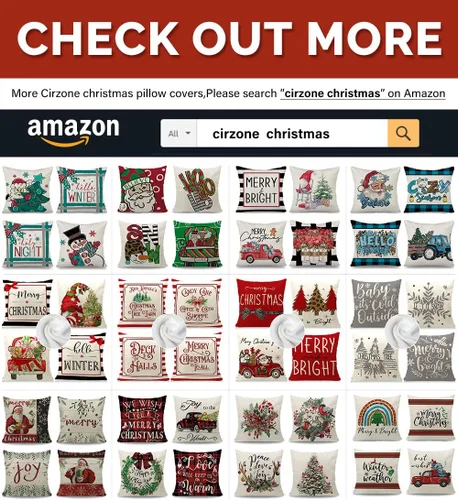 Miniatura 5 de Juego de 4 fundas de almohada navideñas de 18 x 18 pulgadas, Papá Noel, muñeco de nieve, tira de bienvenida de invierno, almohadas de Navidad
