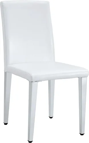 Miniatura 4 de Juego de 2 sillas de respaldo de piel sintética blanca con patas de metal plateado. La combinación perfecta, adecuada para estilos minimalistas