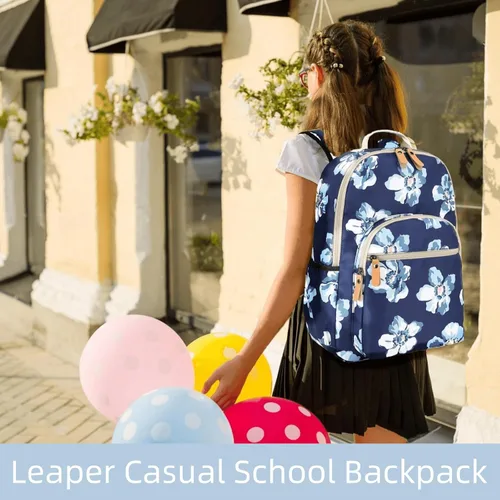 Miniatura 14 de Leaper Mochila para laptop para mujer: linda mochila floral para escuela, universidad, viajes, trabajo, mochila ligera para niños, Negro margarita