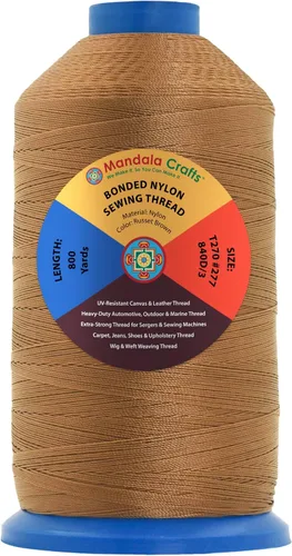 Miniatura 231 de Mandala Crafts - Hilo de nailon para coser cuero, tapicería, mezclilla y para trenzar el pelo; resistente, 1500 yardas, tamaño 69 T70 Marrón
