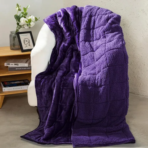 Miniatura 21 de Aemicion Manta con peso para niños de 7 libras, tamaño individual de 41 x 60 pulgadas, cómoda, suave y esponjosa Sherpa, manta pesada para niños