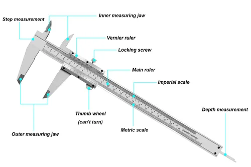 Miniatura 5 de Calibre Vernier micrómetro de 8 pulgadas/7.9 in, herramienta de medición de precisión de acero inoxidable (pulgadas/métrico), medición
