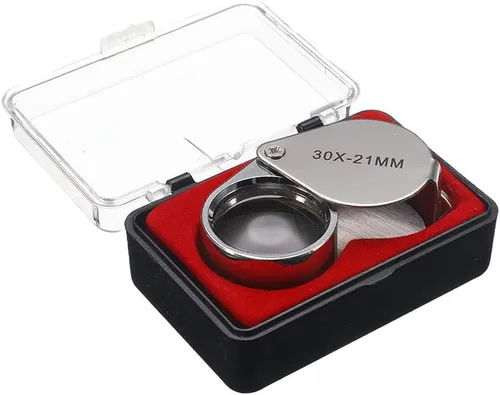 Miniatura 3 de KINGMAS Lupa de joyería de bolsillo de 1.181 x 0.827 in con 2 lentes 30x 60x iluminados joyeros lupa de ojos