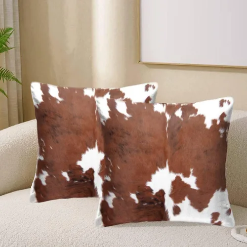 Miniatura 9 de Fundas de almohada de terciopelo, funda de almohada vintage suave para sofá, piel de vaca, piel de vaca, piel de vaca, funda de cojín cuadrada