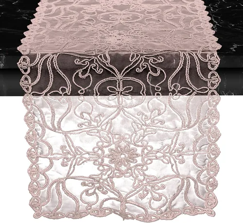 Miniatura 12 de Elegant Comfort Camino de mesa bordado Ingrid – Bufanda de tocador para el hogar comedor – Decoración de mesa de encaje como decoración de mesa