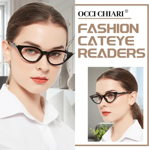 Miniatura 2 de OCCI CHIARI Lentes de lectura con diseño de ojo de gato para mujer, elegantes lentes de lectura 100 125 150 175 200 225 250 275 300 350 Negro