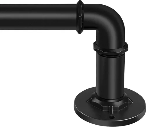 Miniatura 13 de Barras de cortina de 1 pulgada de diámetro de 30 a 45 pulgadas, para ventanas de 30 a 39 pulgadas, varillas negras de madera entretejidas ajustables