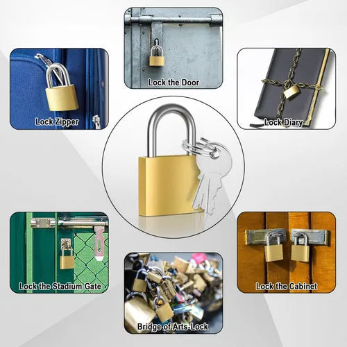 Miniatura 6 de Lockwise 4 candados pequeños, candado con llave de latón macizo con llave, cerraduras con 12 mismas llaves, cerradura de casillero de gimnasio