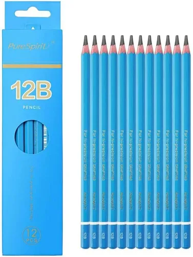 Lápices de dibujo para dibujar 12B, 12 lápices de grafito profesionales más suaves y oscuros, lápices de dibujo artístico para sombrear para
