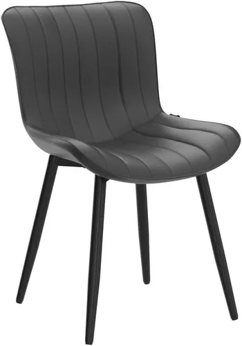 Miniatura 5 de YOUNUOKE Juego de 2 sillas de comedor negras, con tapizado de piel sintética para cocina y comedor con respaldo, silla de acento minimalista de Negro