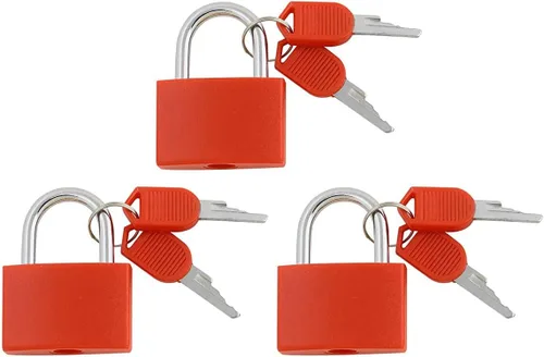 Miniatura 15 de 3 piezas de candado de metal sólido de latón macizo, mochila, diario, joyero, manualidades, cerradura de enseñanza escolar con llave y cubierta Azul