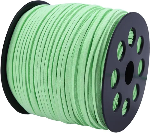 Miniatura 10 de Cordón plano de gamuza de 0.104 in x 100 yardas, cuerda de cuero con carrete en rollo, cordón de piel sintética para hacer joyas, collares, Azul