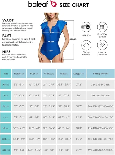 Miniatura 6 de BALEAF Women's Modest One Piece Swimsuits Short Sleeve Rash Guard Full Coverage Swimwear Push Up Bathing Suit