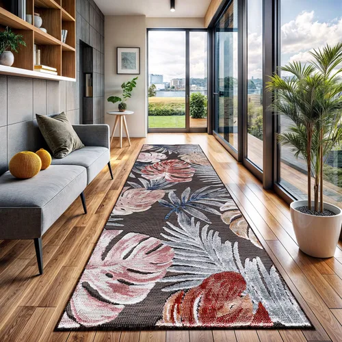 Miniatura 72 de CAMILSON Alfombra para Interiores y Exteriores, Alfombras de Área Azules 5x7 con Hojas Tropicales Botánicas para Patios Interiores y Exteriores