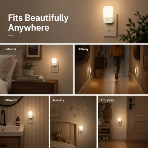 Miniatura 5 de Luces nocturnas que se enchufan a la pared [2 unidades], luz nocturna con sensor de atardecer a amanecer, brillo ajustable de 30/60 lúmenes, luces