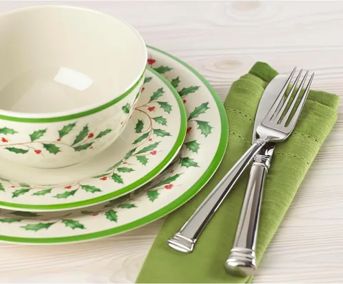 Miniatura 6 de Lenox 863669 Holiday - Juego de platos llanos de melamina de 4 piezas, vajilla navideña, alojamiento