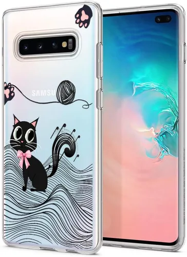 Miniatura 11 de Unov Funda para Galaxy S10, transparente con diseño, ajuste delgado, buen agarre, funda de teléfono en relieve, cubierta protectora a prueba