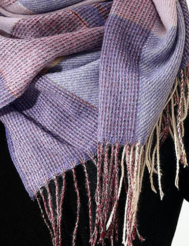 Miniatura 3 de Bufandas de invierno para mujer, bufanda a cuadros con borla, elegante bufanda de cachemira para mujer