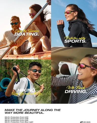 Miniatura 6 de RIVBOS RB833 - Lentes de sol polarizados, unisex, con protección contra rayos ultravioleta, para deportes, pesca, conducción y ciclismo negro