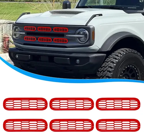 Miniatura 8 de Marco de cubierta de malla para parrilla delantera, insertos de parachoques delantero, accesorios de decoración con clip para Ford Bronco Offroad