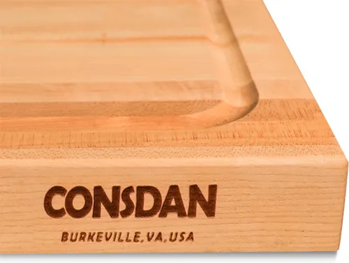 Miniatura 5 de CONSDAN Tabla de cortar de madera de arce duro para cocina, madera dura cultivada en Estados Unidos, 16 x 12 pulgadas, con mango interior invisible