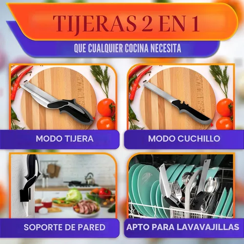 Miniatura 4 de Tijeras de cocina 2 en 1 para alimentos – Cuchillo de tomate de acero inoxidable de 9.5 pulgadas para picar verduras, frutas, queso, carne