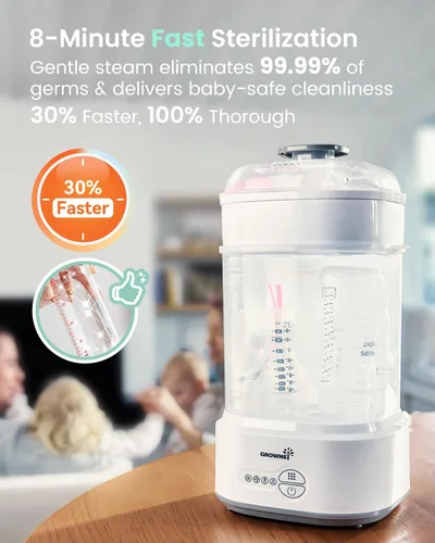 Miniatura 4 de GROWNSY Esterilizador y secadora de biberones, esterilizador eléctrico compacto para biberones (Esterilizador de Biberones), desinfectante de Gris