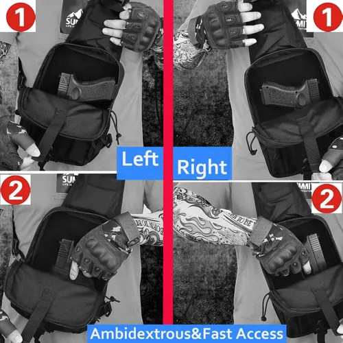 Miniatura 4 de Bolso táctico LarKoo para pistola en el pecho, con funda oculta, para transportar la pistola en el pecho, bandolera, funda para el hombro