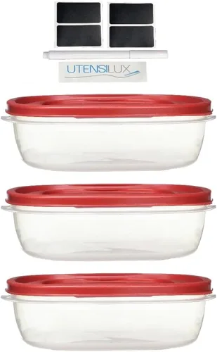 Miniatura 3 de Paquete de contenedores de almacenamiento de alimentos de 1.25 tazas, juego de 9 piezas, tapas azules fáciles de encontrar, 4 recipientes, 4 tapas