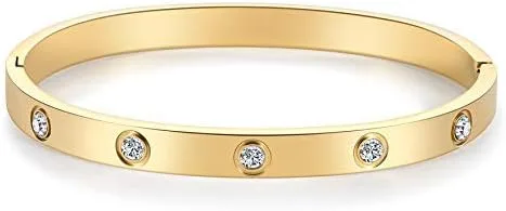 Miniatura 3 de My Daily Styles Pulsera de acero inoxidable con bisagras CZ para mujer, tamaño 7 pulgadas